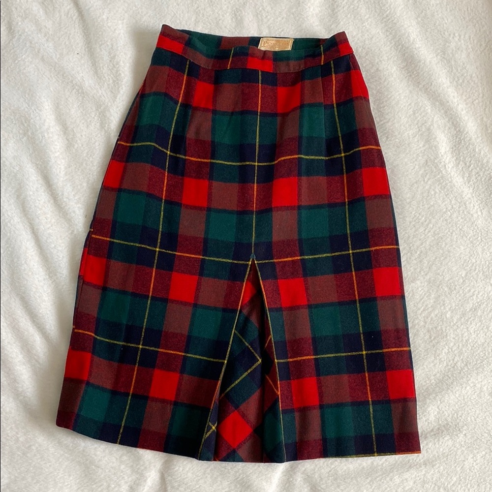 Pendleton Red and Green Plaid Pencil Skirt